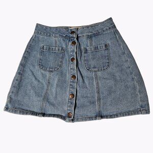 Melville Jean Skirt Womens Size 25 Light Wash Denim Button Front Mini 2 Pockets
